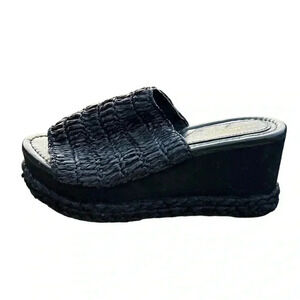 Torgeis Womens Neith FEI1073 Black Wedge Slide Sandals Size 8